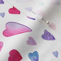 Fancy Watercolor Hearts on white