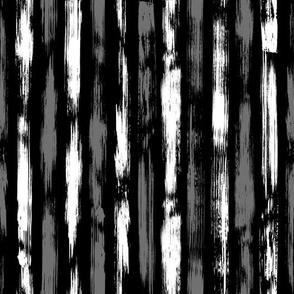 Brush Stroke Stripes ~ Black White Grey