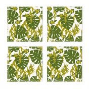 Tropical Jungle -  greens on ivory