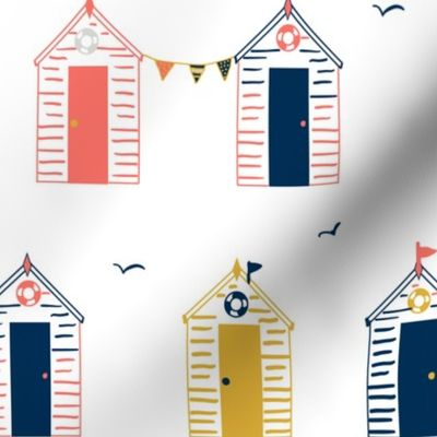 Beach Huts and Bunting, summers day 