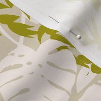 Tropical Jungle - Ivory on Taupe