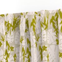 Tropical Jungle - Ivory on Taupe