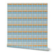 Plaid of Orange, Grey, Blue