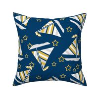 Mustard Gray and White Sails and Stars on Blue
