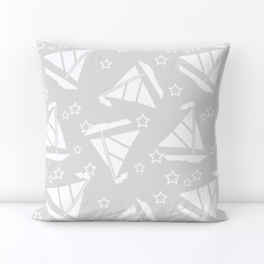 Gray and White Sails and Stars