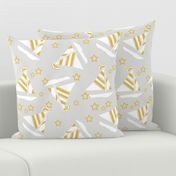 Mustard and White Sails and Stars on Gray