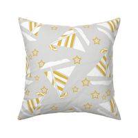 Mustard and White Sails and Stars on Gray