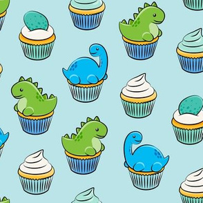 dinosaur cupcakes - dino birthday - trex - baby blue LAD19