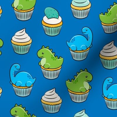 dinosaur cupcakes - dino birthday - trex - blue LAD19