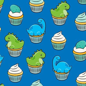 dinosaur cupcakes - dino birthday - trex - blue LAD19
