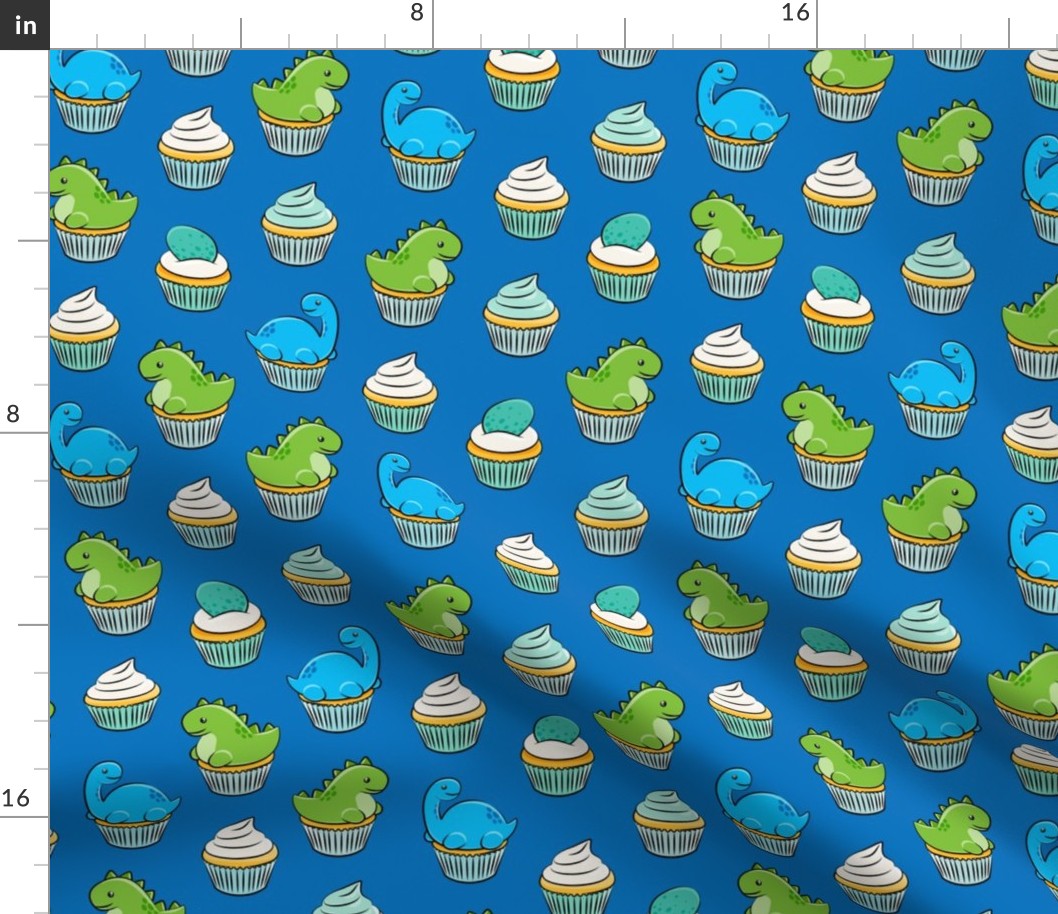 dinosaur cupcakes - dino birthday - trex - blue LAD19