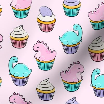 dinosaur cupcakes - dino birthday - trex - pink  LAD19