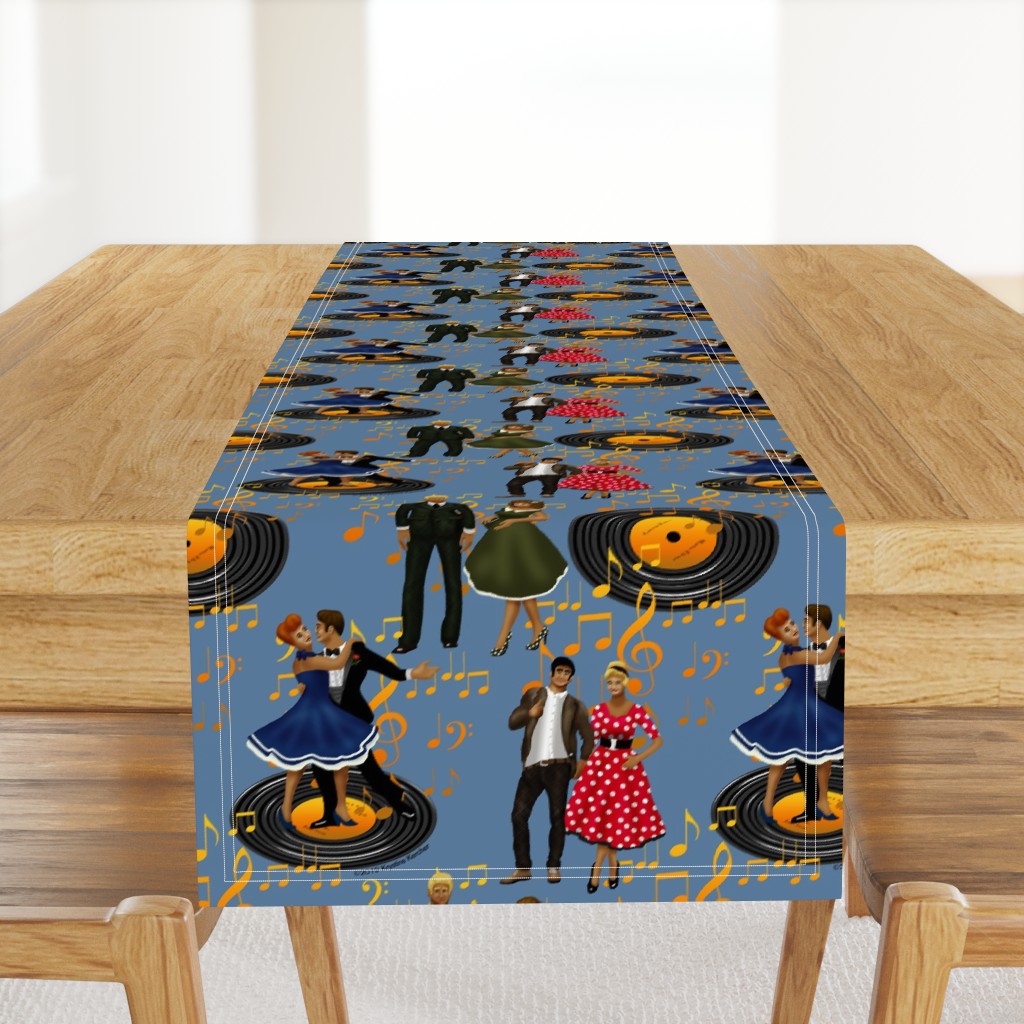 Rockabilly Dancers on Slate Blue