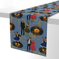 Rockabilly Dancers on Slate Blue