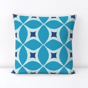 Mid century Modern blue geometric large  pattern with retro starburst