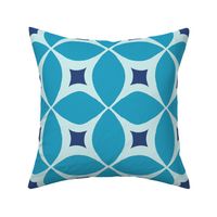 Mid century Modern blue geometric large  pattern with retro starburst