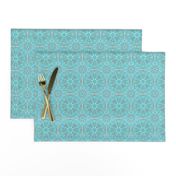 Bright Aqua & Grey Folk Art doodle pattern Small