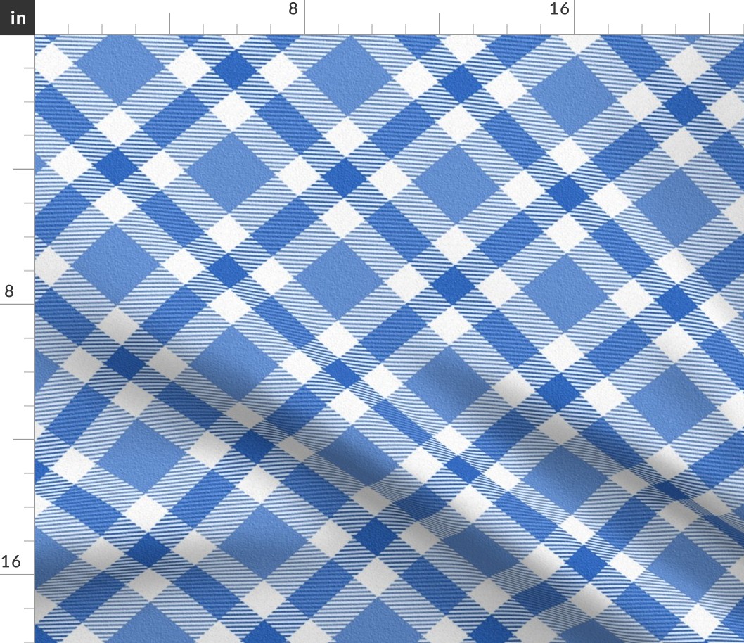 Blue and White Plaid on the Diagonal