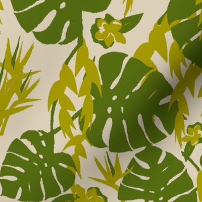 Tropical Jungle - Taupe & Green