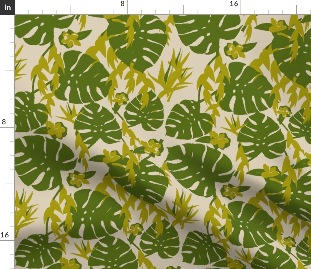 Tropical Jungle - Taupe & Green