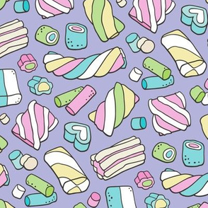 Marshmallows Candy Food on Purple