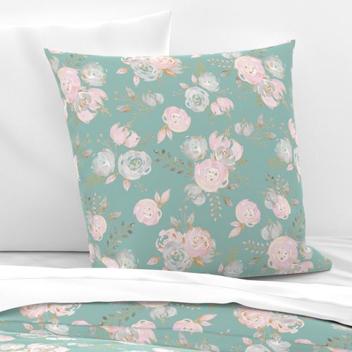 mint blush gold glitter floral