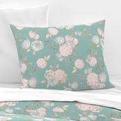 mint blush gold glitter floral