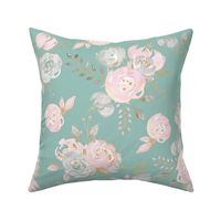 mint blush gold glitter floral