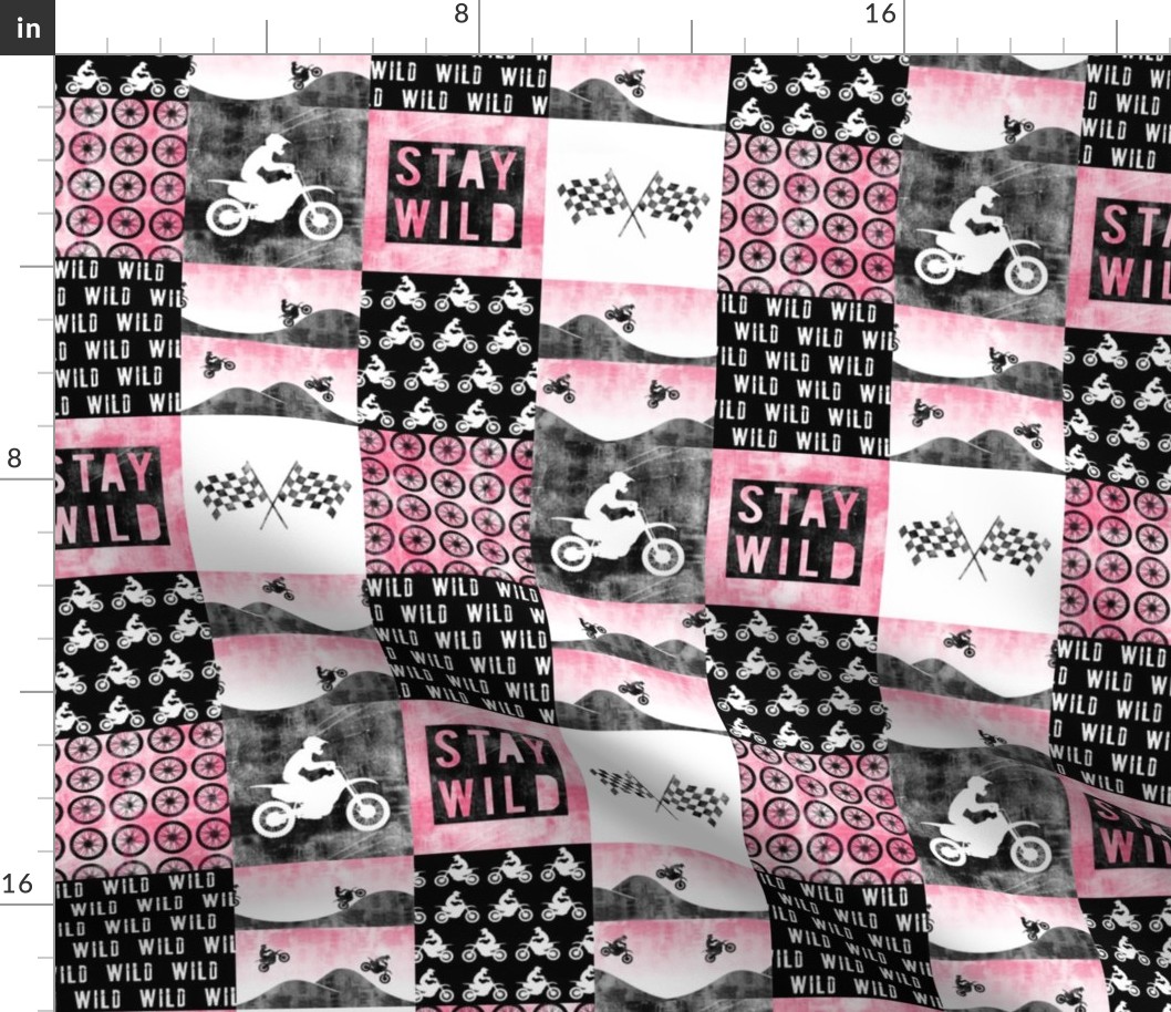 (3" small scale) Motocross Patchwork - Stay Wild - Pink C19BS