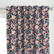 Floral Ikat Yellow Blue Coral