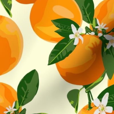 Oranges and blossoms on cream II