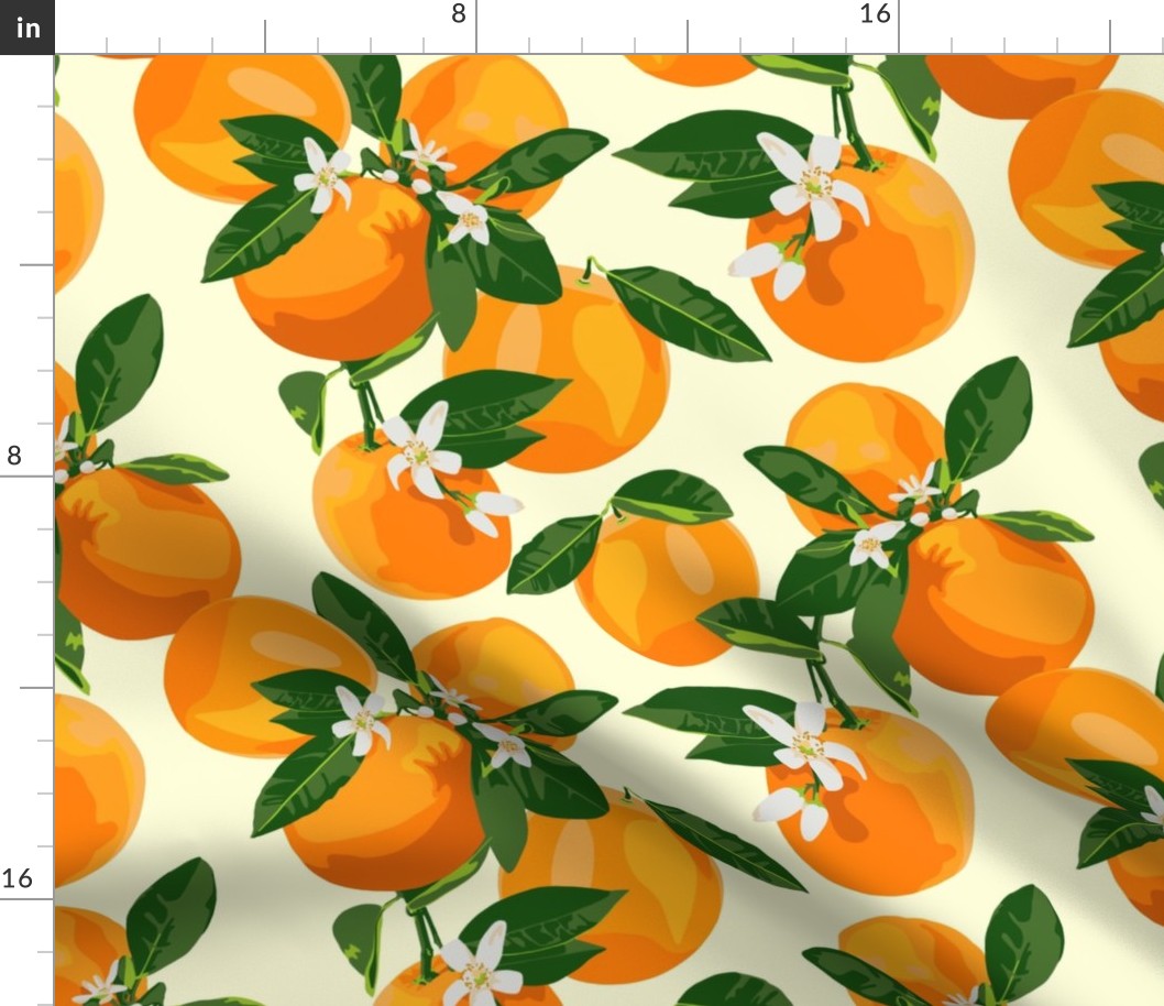 Oranges and blossoms on cream II