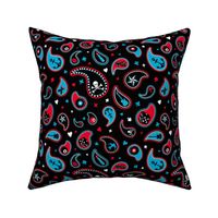 Death by Paisley // Rockabilly Bandanna Jam © ZirkusDesign in Jet Black, Lipstick Red, and Sky Blue