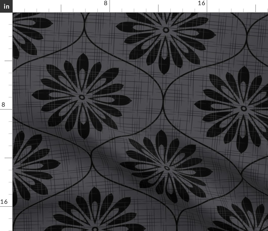 Flower Weave Texture Matte Black Black