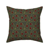 ★ NAUTICAL STAR TATTOO ★ Dark Olive, Green & Red / Collection : Rockabilly Style - Retro 50s Prints