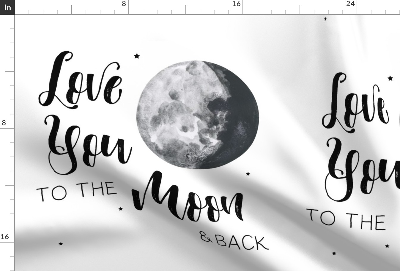 18" Love you to the moon and back / 6 to 1 yard of minky