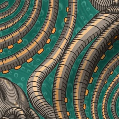 ★ KRAKEN ' ROLL ★ Green - Jumbo Scale / Collection : Kraken ' Roll – Steampunk Octopus Print