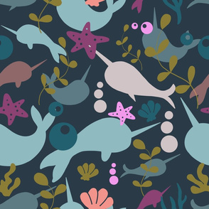 undersea narwhal dark - tile