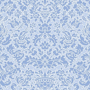 Retro Damask Mid Century Light Blue