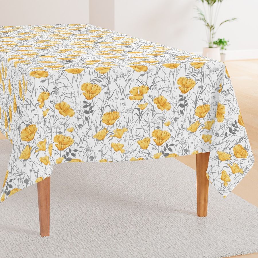 Poppy Floral Yellow White