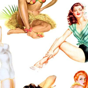 Double Scale - Vintage Tropical Hawaiian Pinup Girls 
