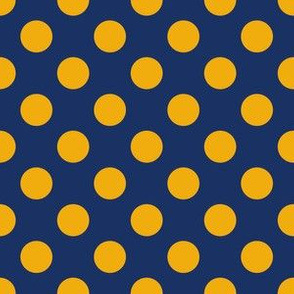 Yellow Polka Dots On Blue