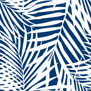 fronds white on navy