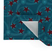 ★ NAUTICAL STAR TATTOO ★ Dark teal & Red / Collection : Rockabilly Style - Retro 50s Prints