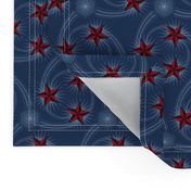 ★ NAUTICAL STAR TATTOO ★ Navy Blue & Red / Collection : Rockabilly Style - Retro 50s Prints