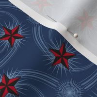 ★ NAUTICAL STAR TATTOO ★ Navy Blue & Red / Collection : Rockabilly Style - Retro 50s Prints