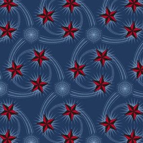 ★ NAUTICAL STAR TATTOO ★ Navy Blue & Red / Collection : Rockabilly Style - Retro 50s Prints