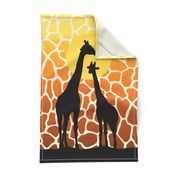 Giraffe Couple at Sunset Tea Towel