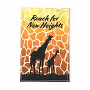 Giraffe Reach for New Heights Tea Towel