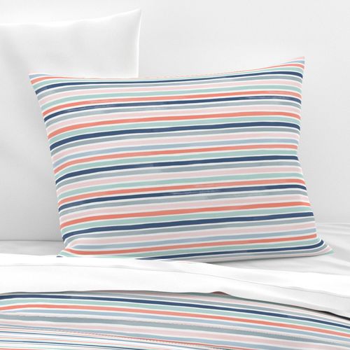 Small Watercolor Stripes M+M Coral Blues by Friztin